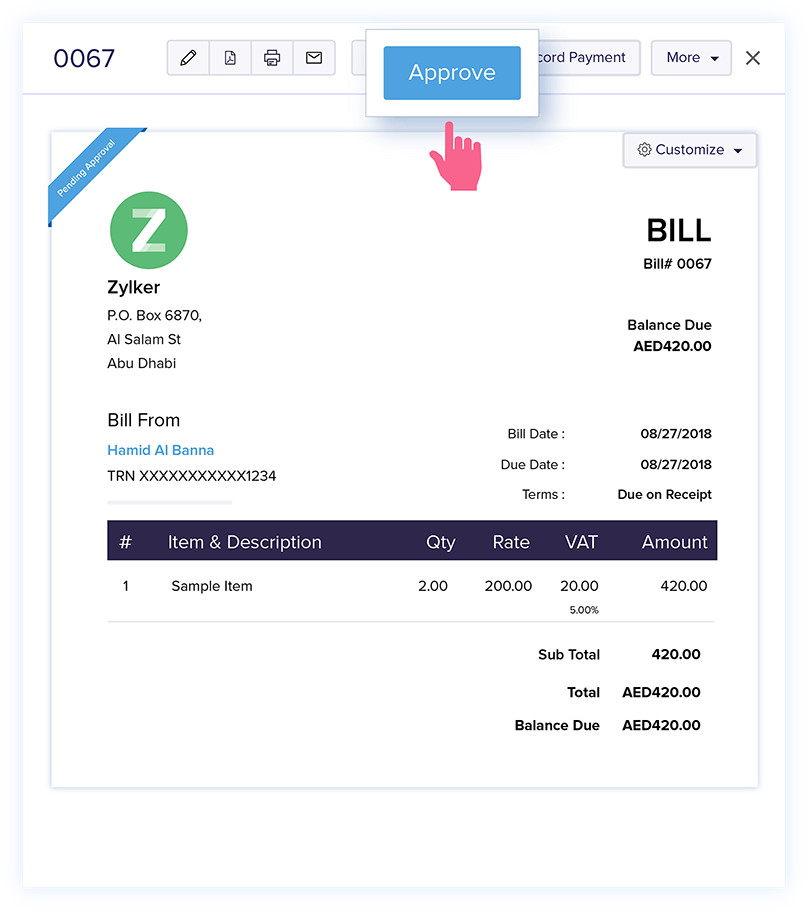 Purchase Approval - Bills Verification - Online Billing Management Software | Zoho Books