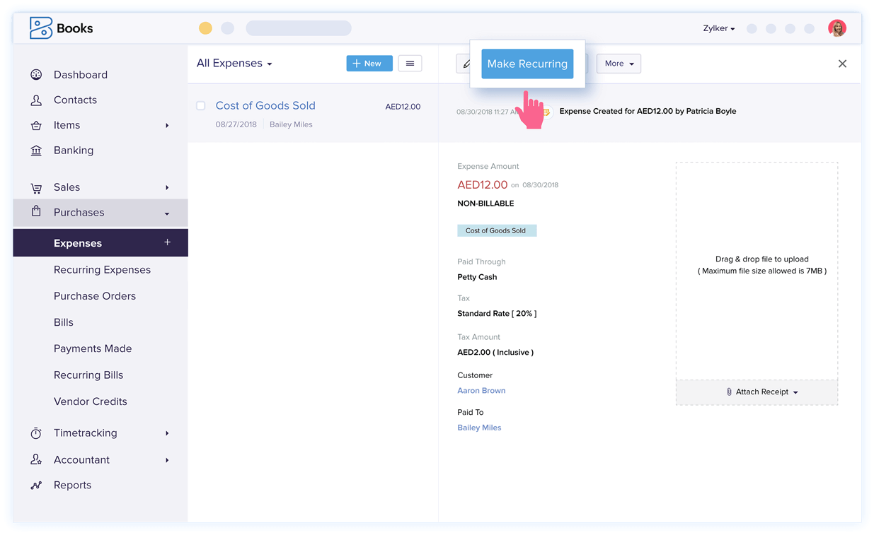 Recurring Expenses Management - Expense Accounting Software | Zoho Books