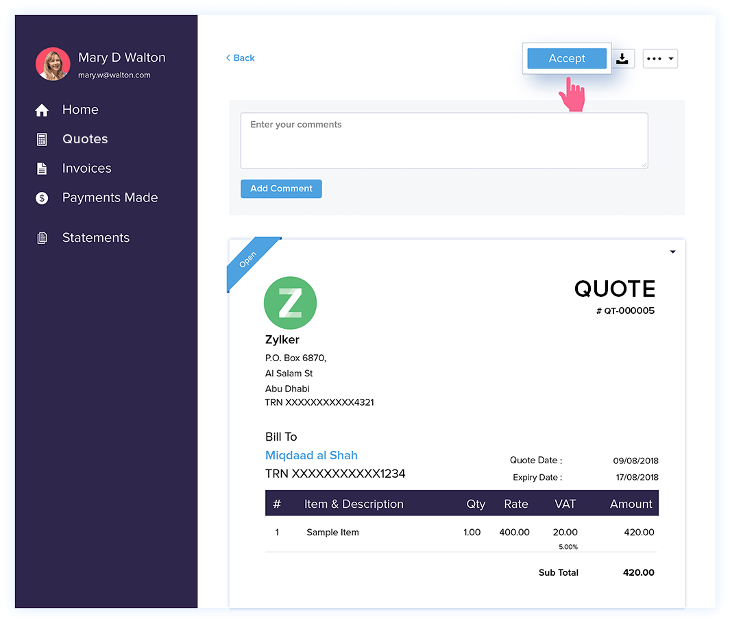 Approve Quotes - Quote & Invoice Software | Zoho Books