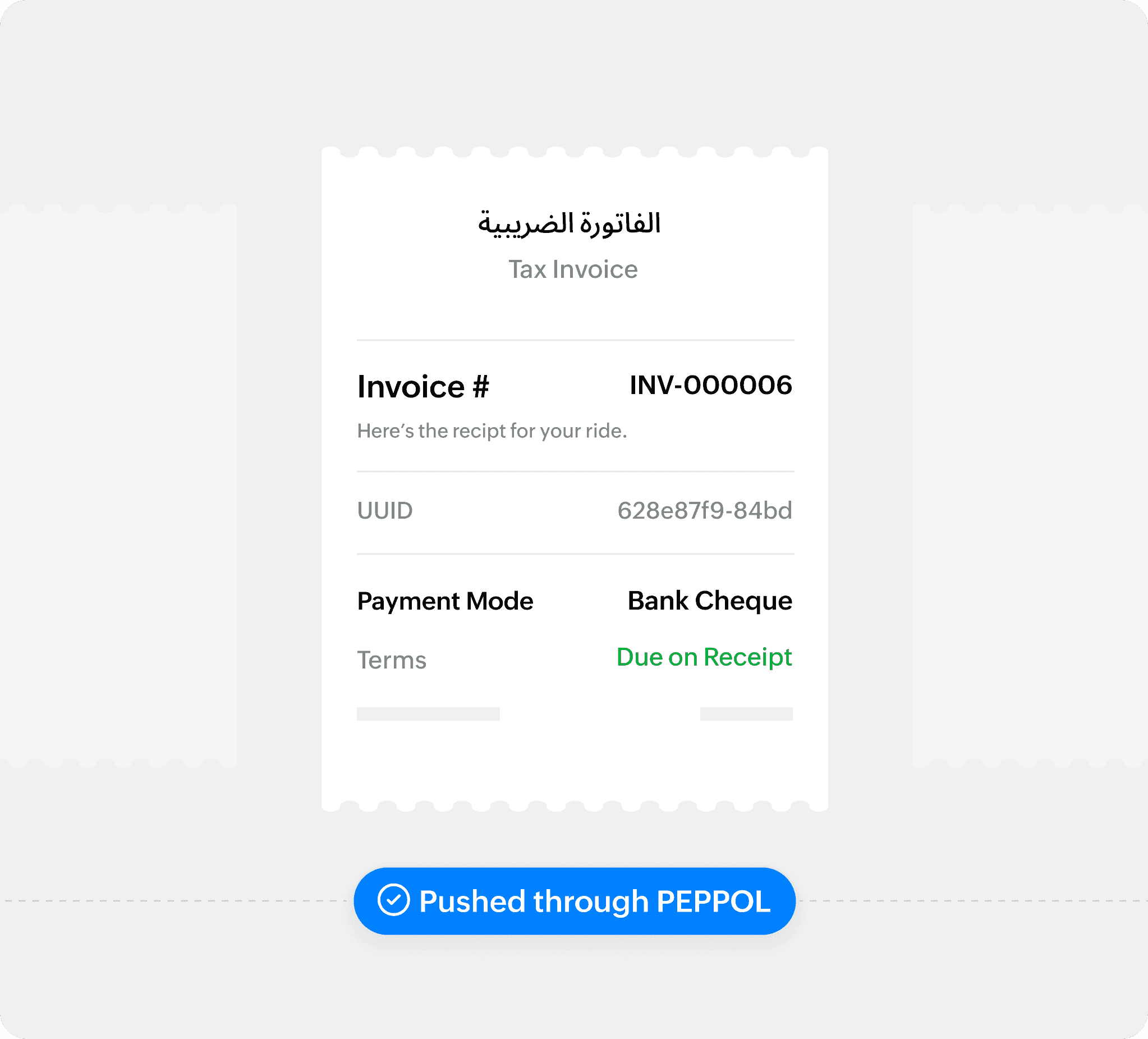 Tax invoice pushed through PEPPOL in Zoho Books