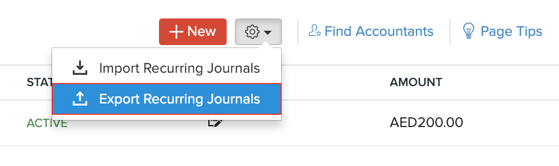 Select Export Recurring Journals