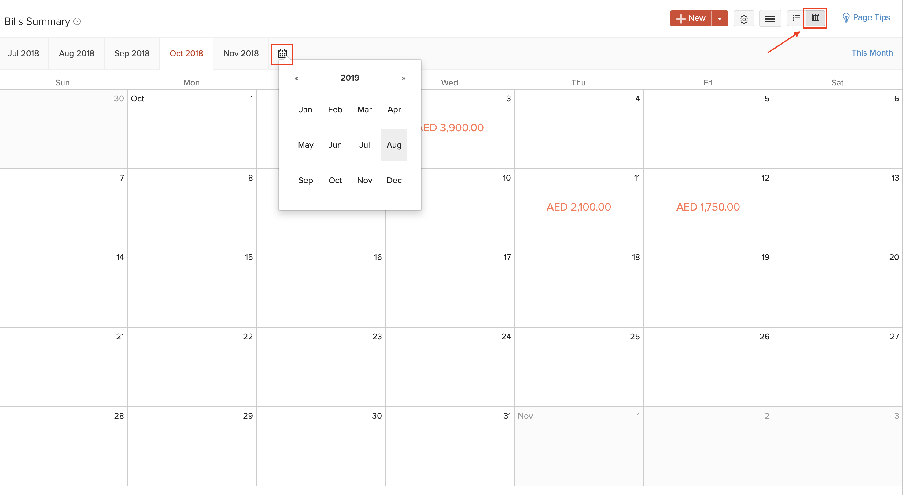 Calendar View