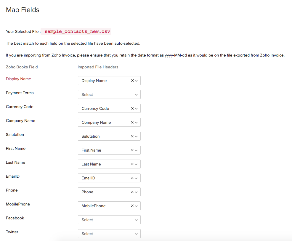 Import map fields