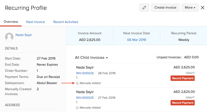 Manual Invoice