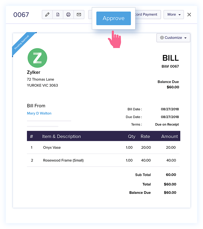 Purchase Approval - Bills Verification - Online Billing Management Software | Zoho Books