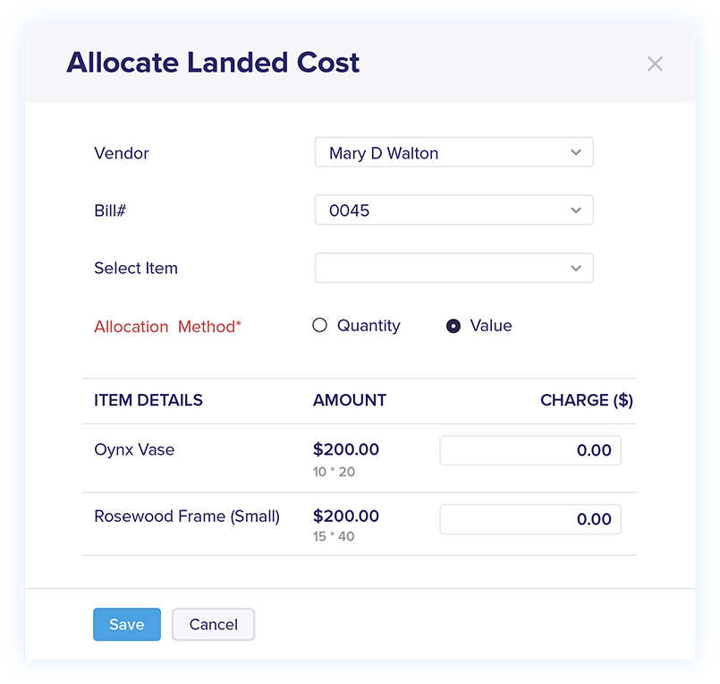 Landed Cost in Bills - Online Billing Management Software | Zoho Books