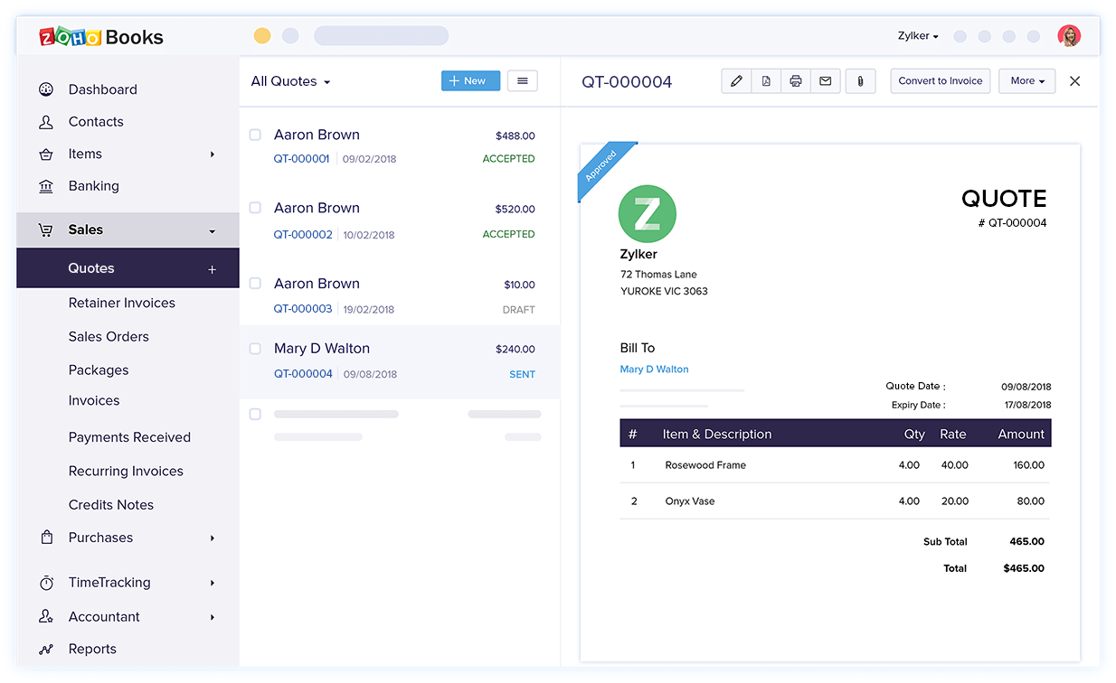 Create Quotes - Quote & Invoice Software | Zoho Books