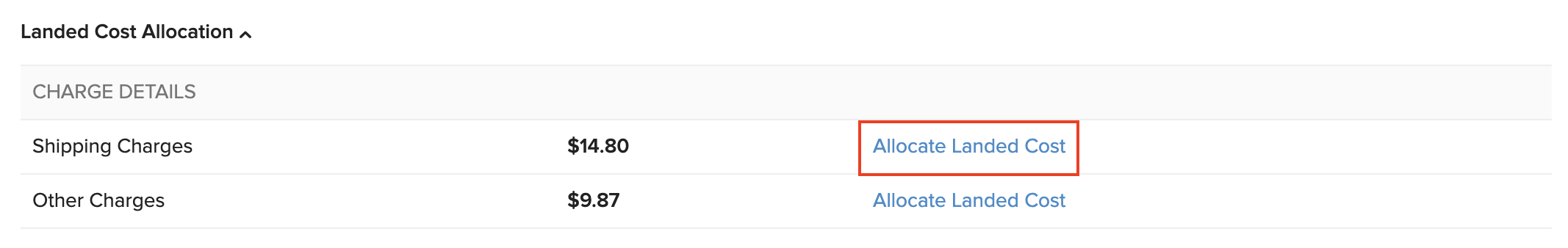 Allocate Landed Costs