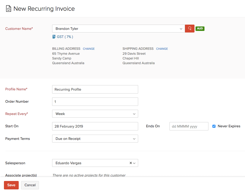 Create Recurring Invoice