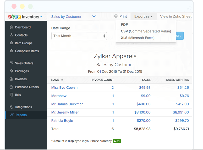 export reports