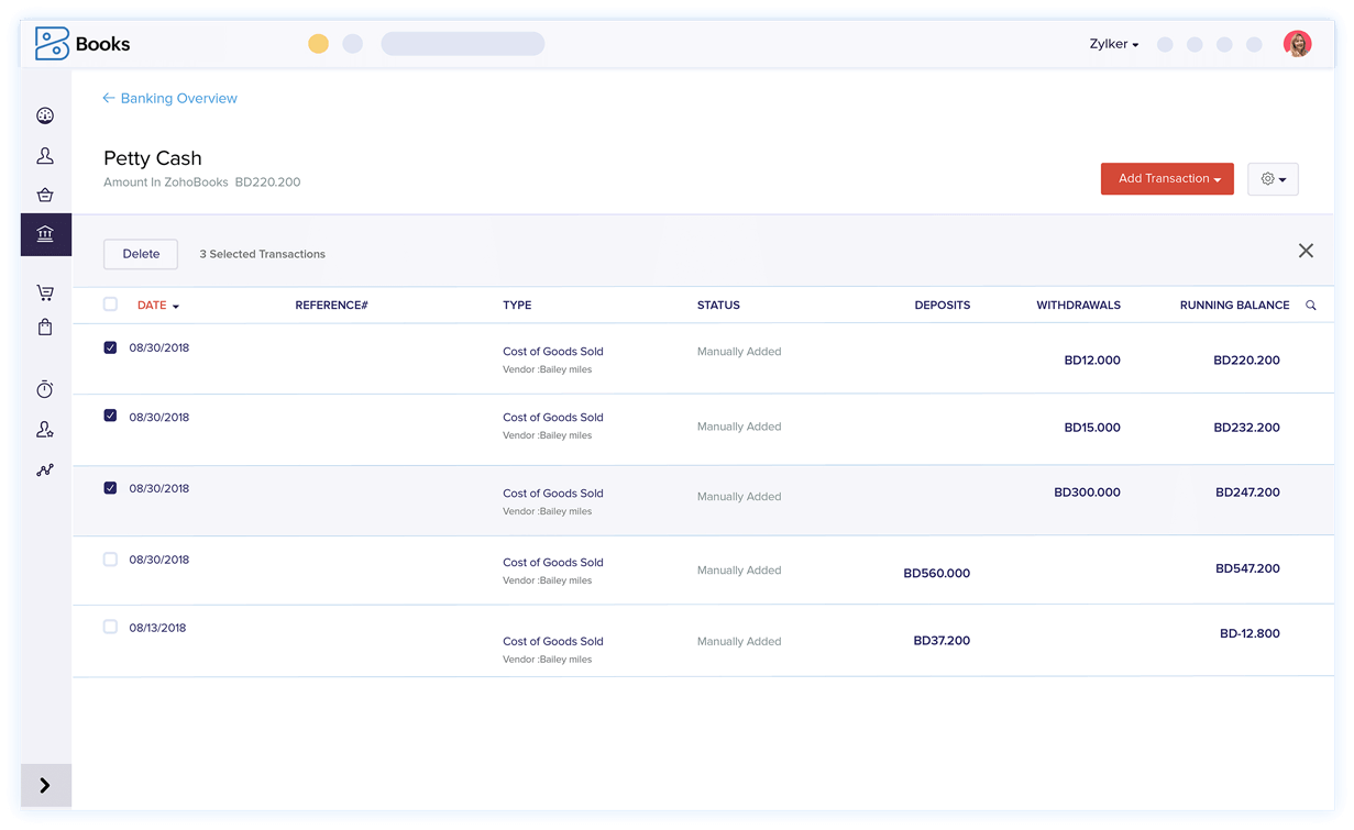 Bulk Banking Transaction - Bank Account Reconciliation Software | Zoho Books