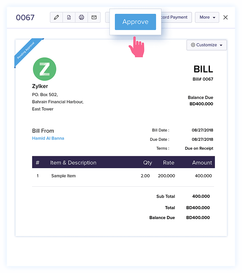 Purchase Approval - Bills Verification - Online Billing Management Software | Zoho Books