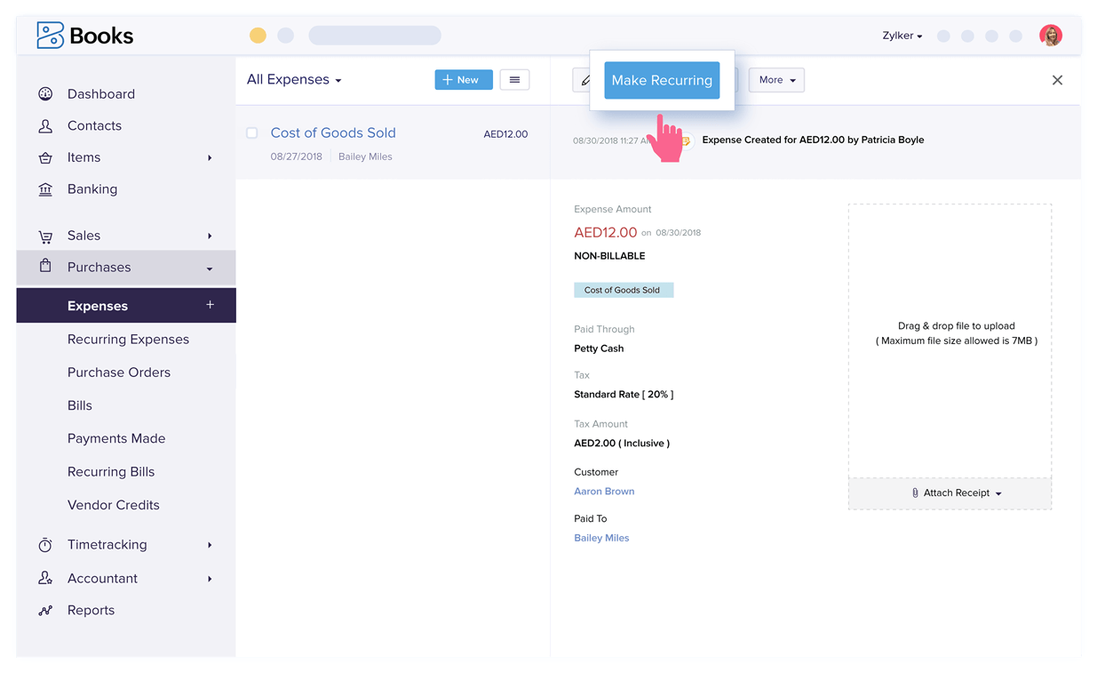 Recurring Expenses Management - Expense Accounting Software | Zoho Books