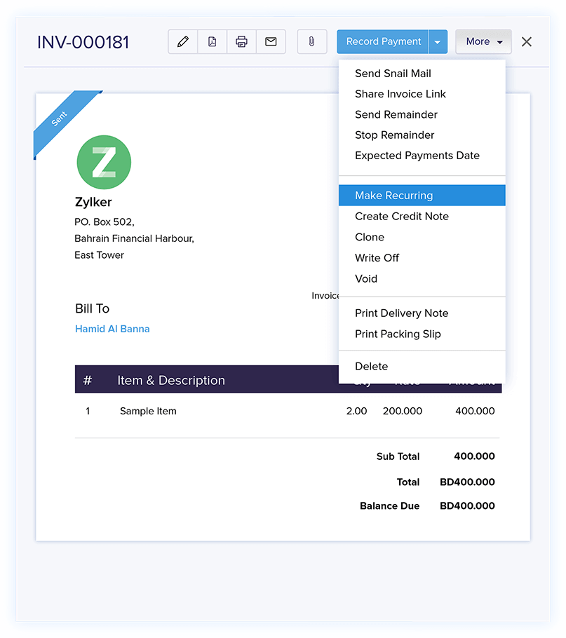 Recurring Billing - Invoicing and Accounting Software | Zoho Books