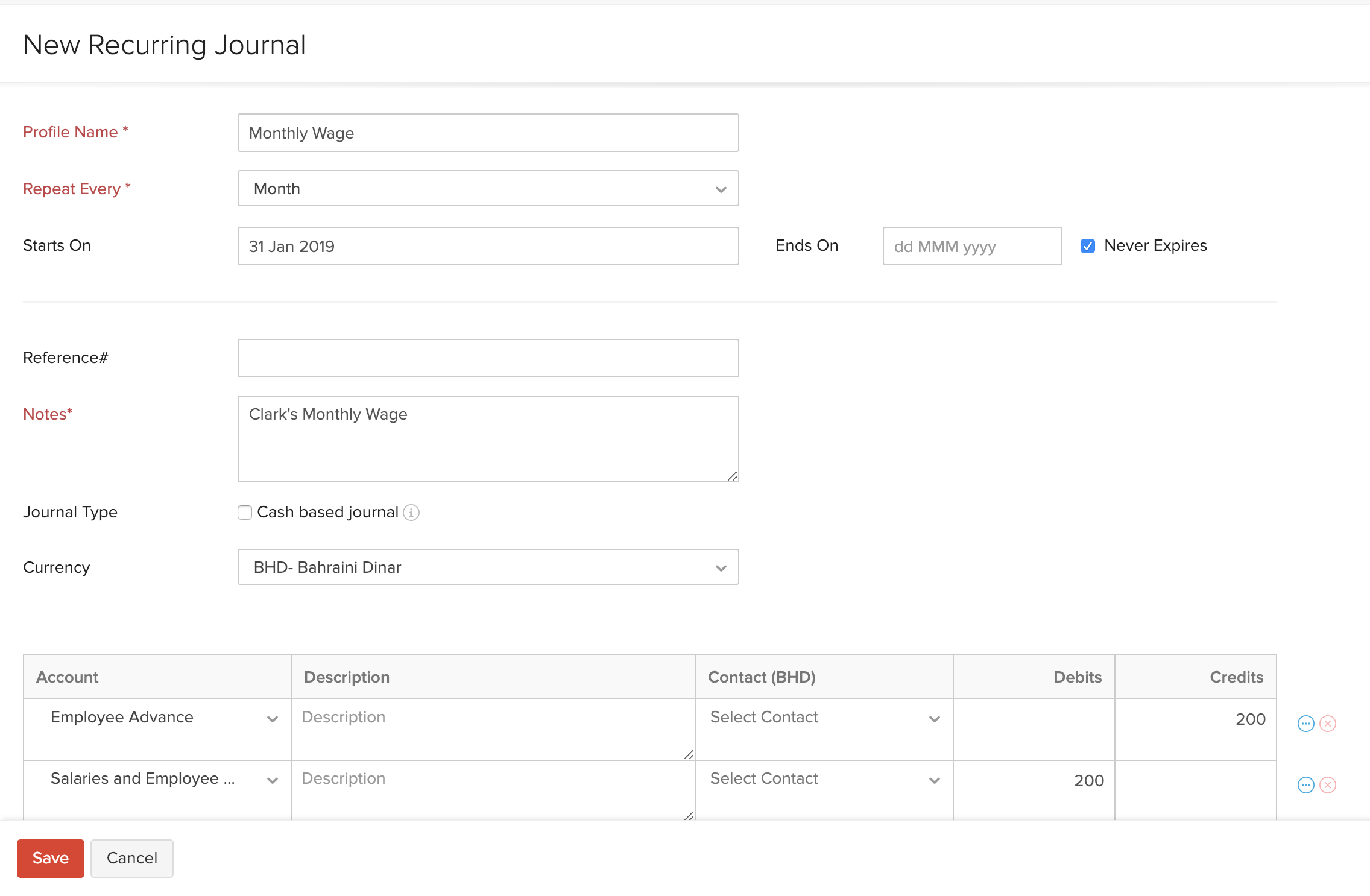 Create Recurring Journals