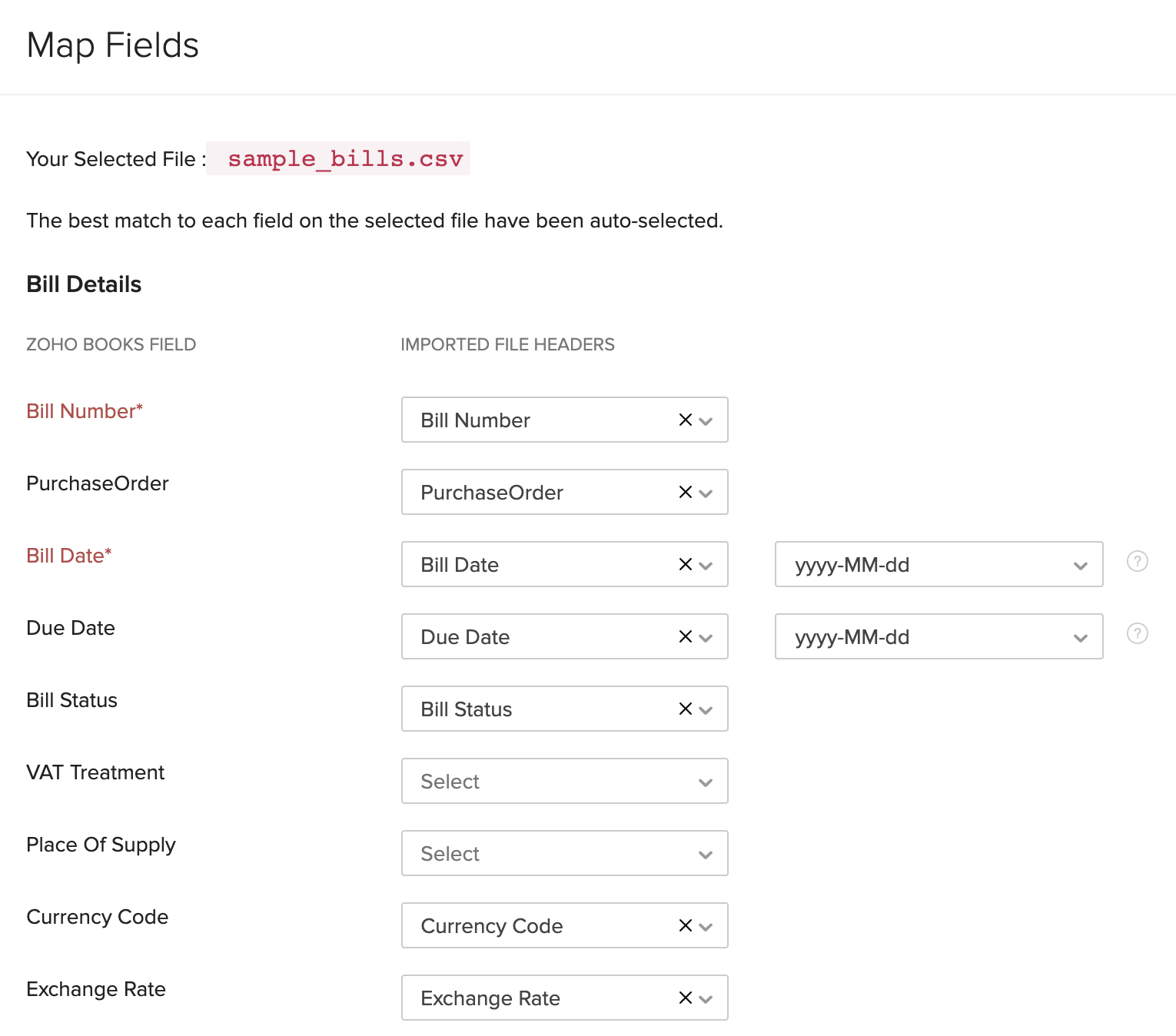 Map Fields