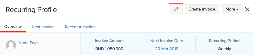 Edit Recurring Invoice