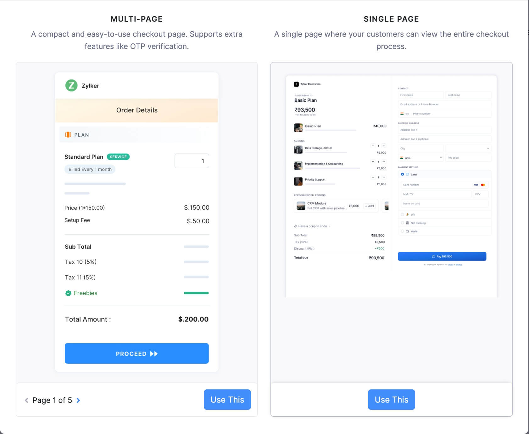 Hosted Payment Page Template Types