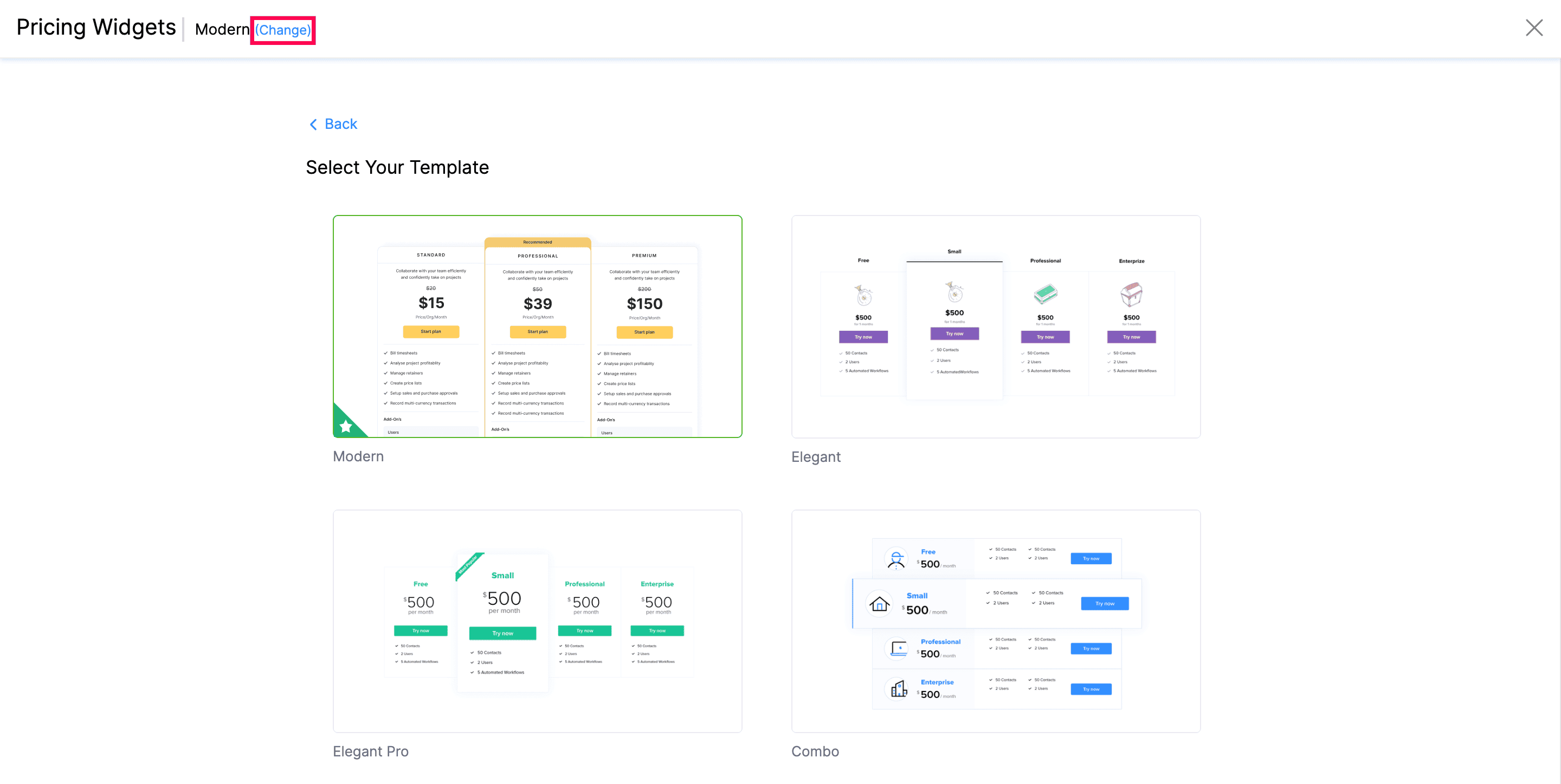 Change Templates