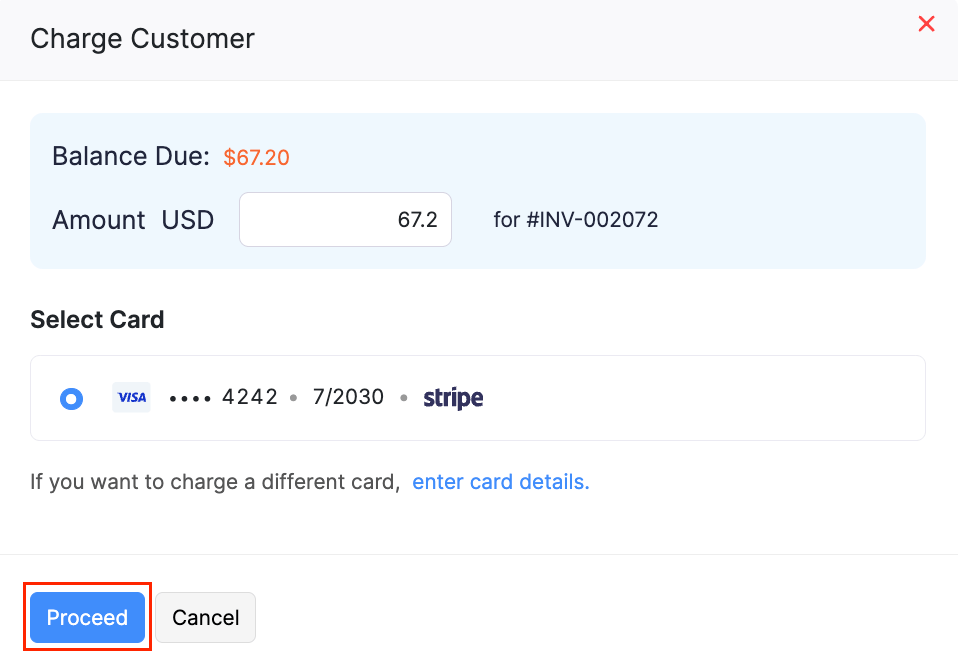 Charge Customer Proceed