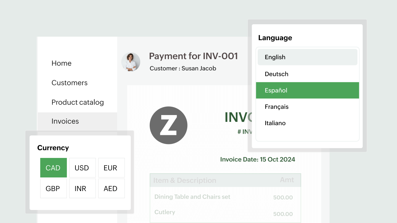Multi-currency and multi-lingual support that halps businesses manage lobal customers | Zoho Billing