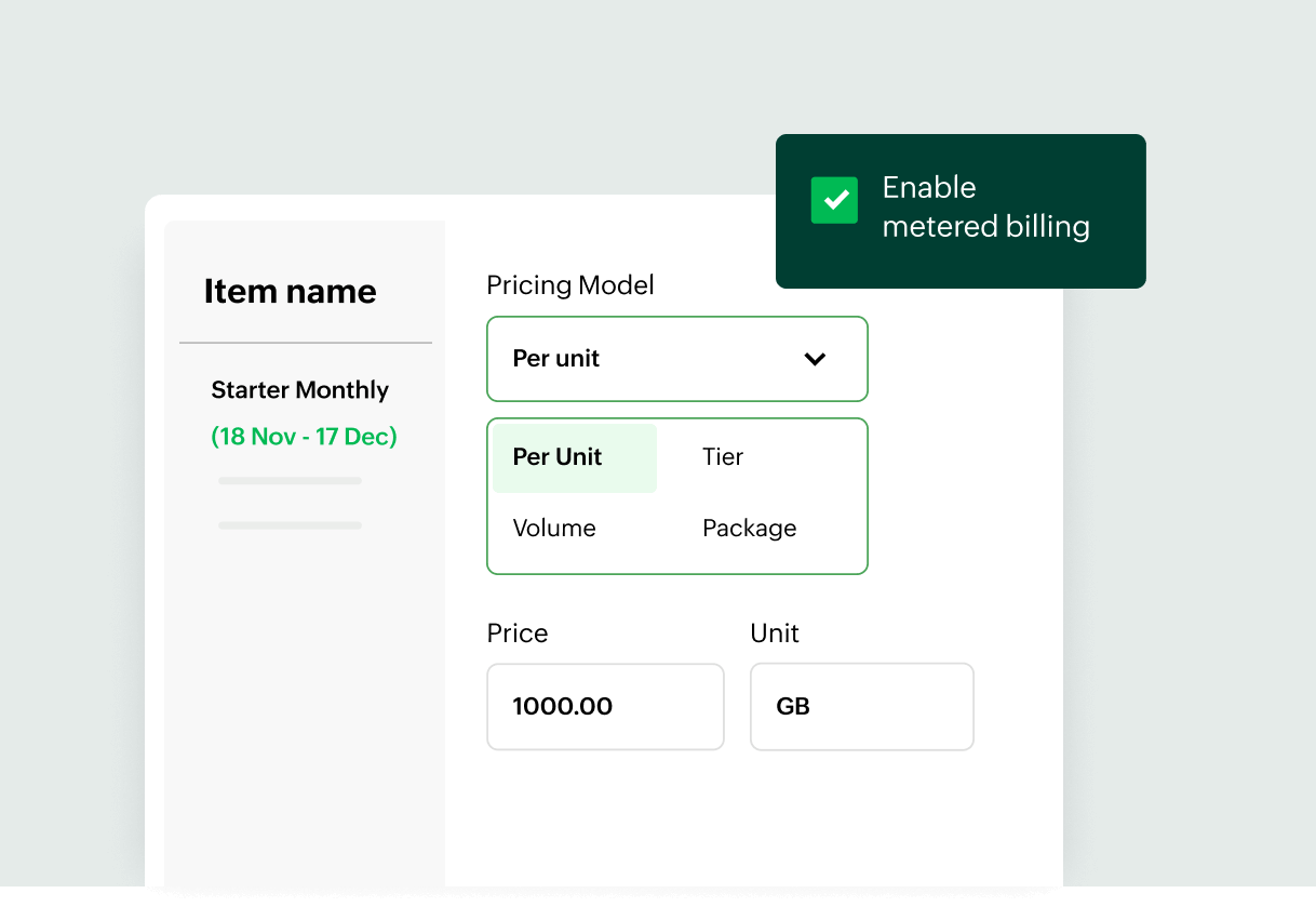 Easy setup your metered billing system to track additional usage charges  Zoho Billing