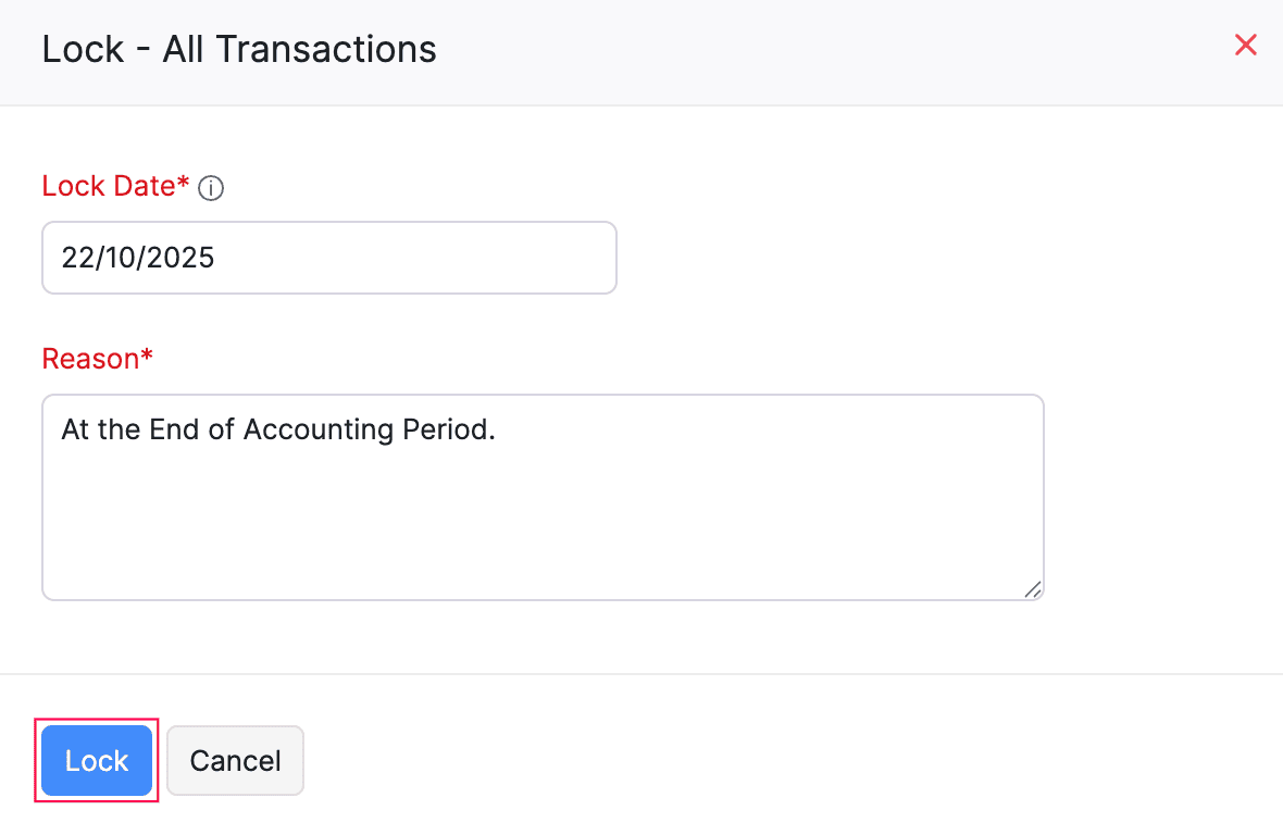 Lock All Transactions In Zoho Books