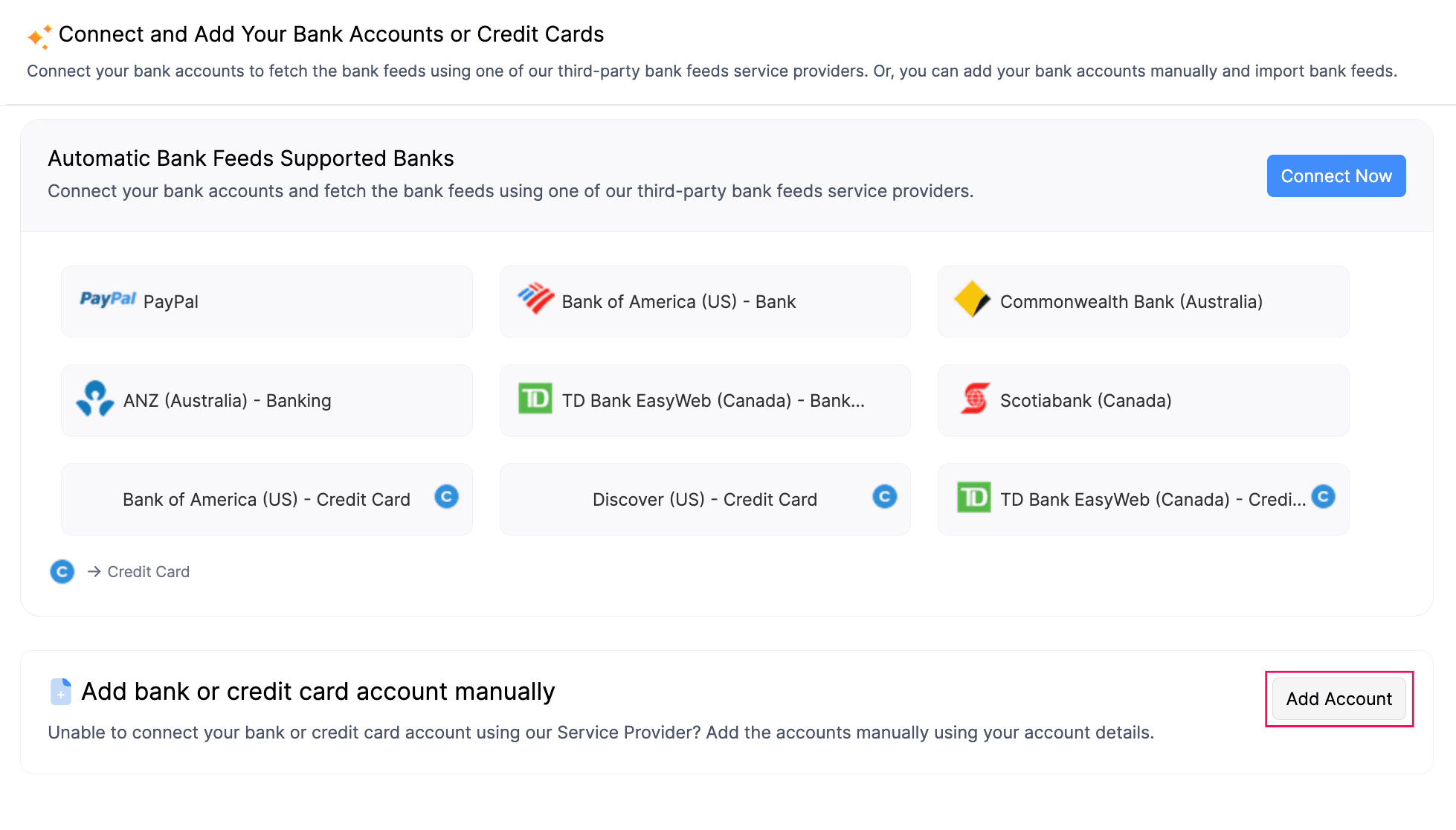 Add Bank