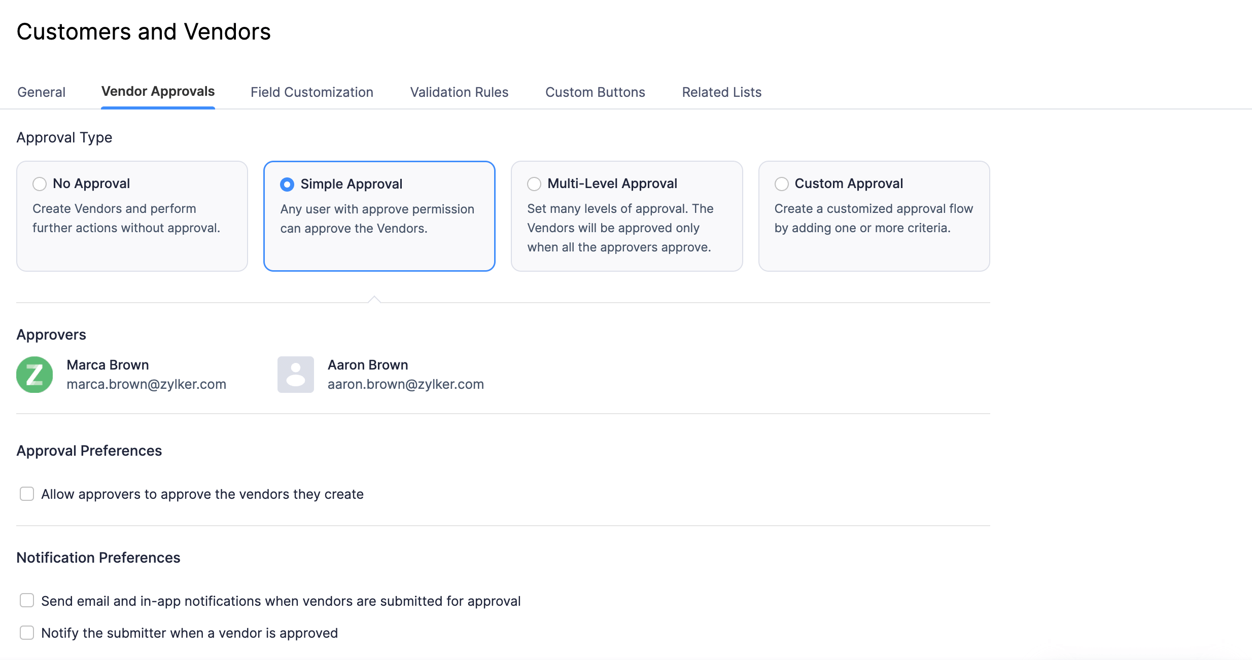 Select the preferred Approval Type