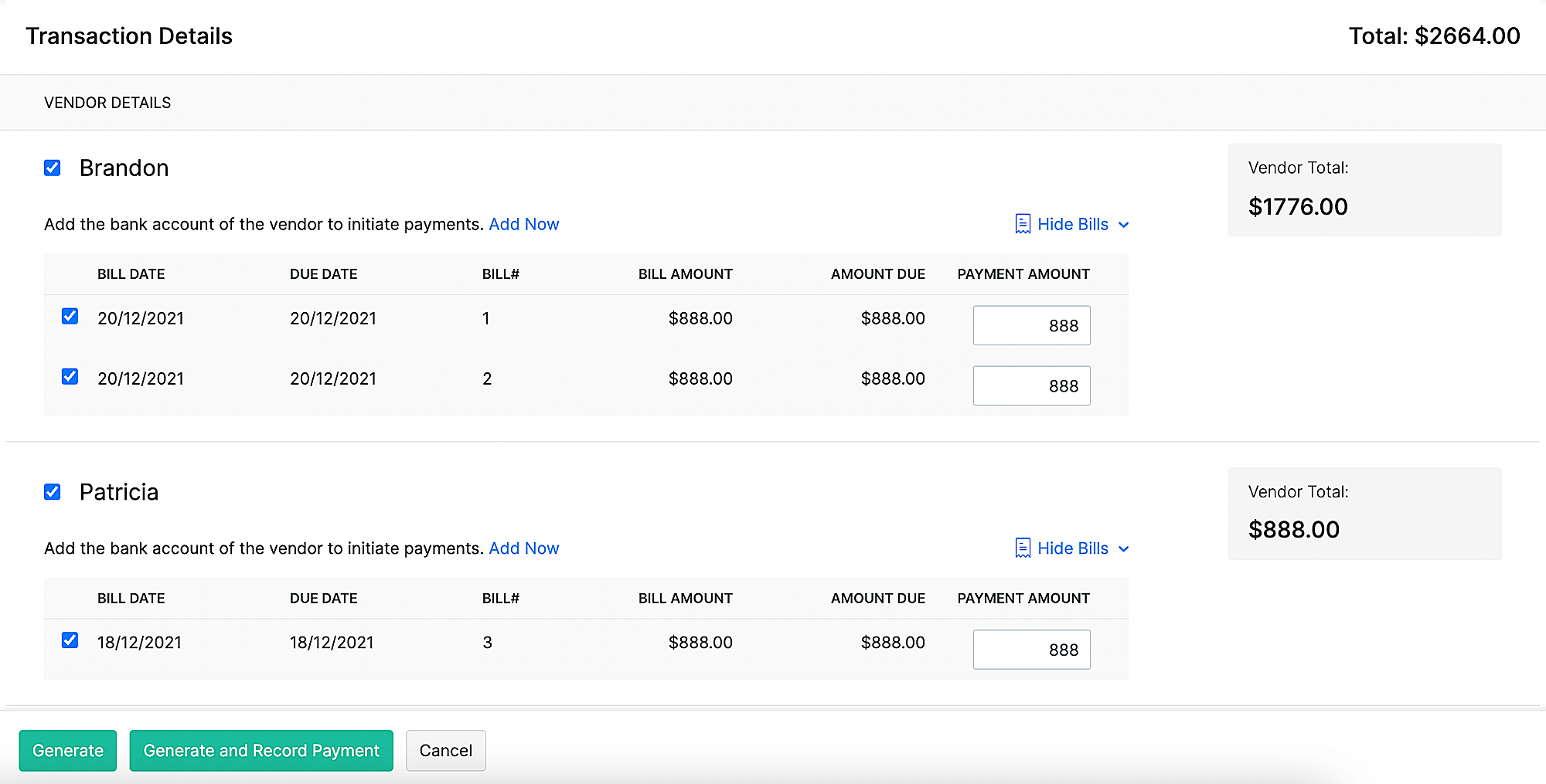 Transaction Details