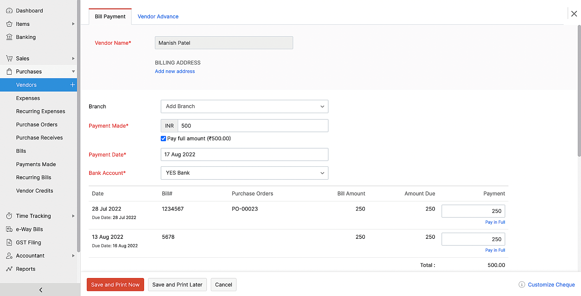 pay via cheque