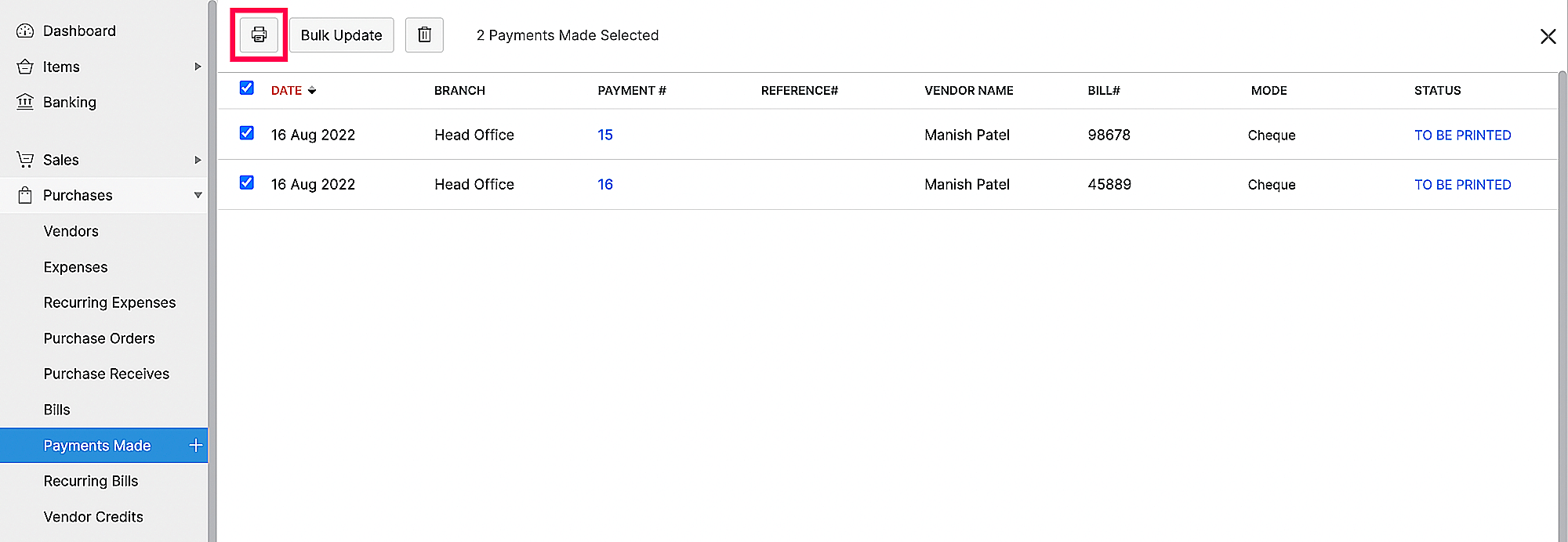 pay via cheque