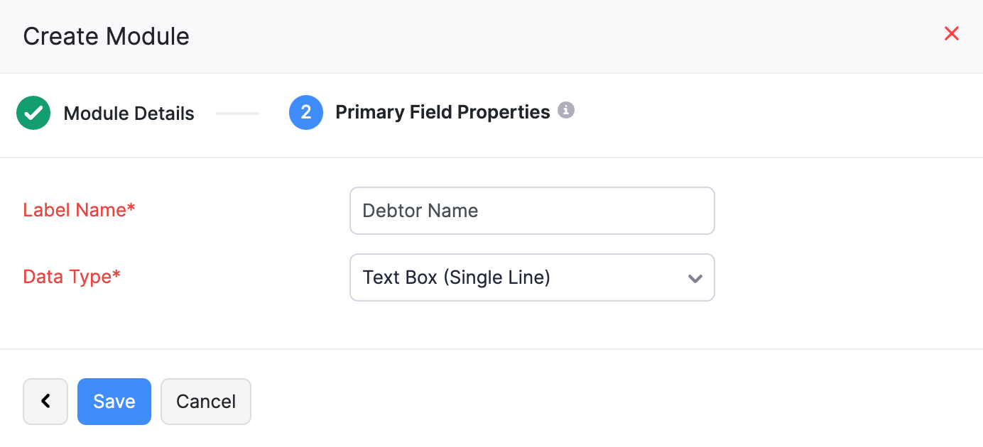 Enter the primary field details