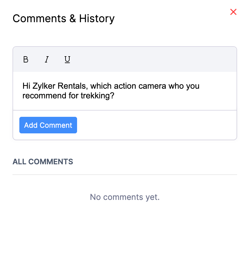 The Comments & History section. Add your comments in the text box.