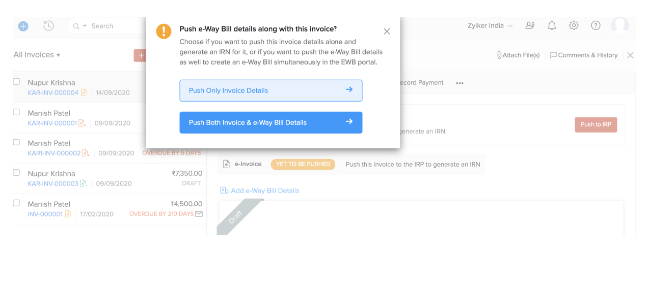 How e-Invoicing works in Zoho Invoice