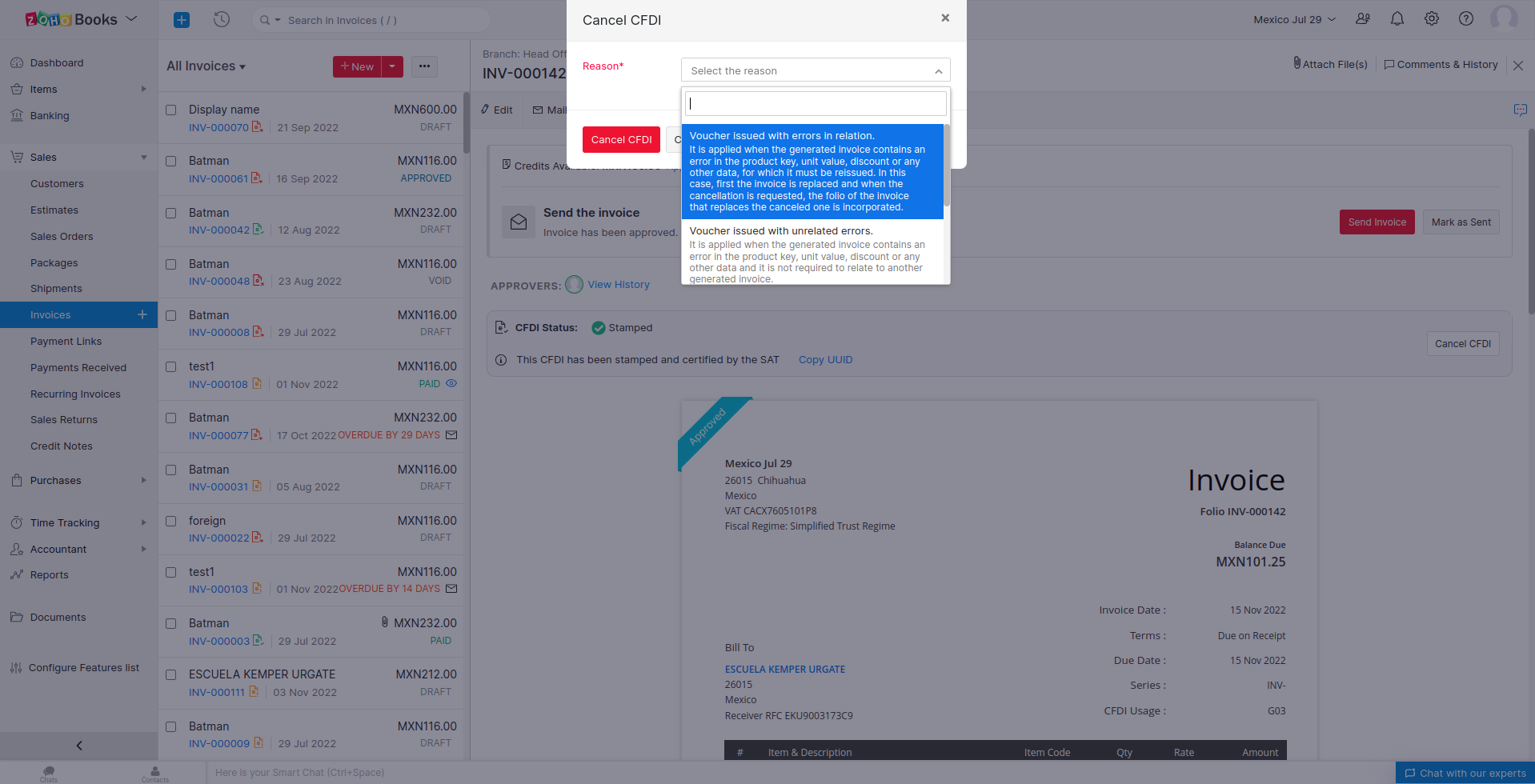 How e-Invoicing works in Zoho Books