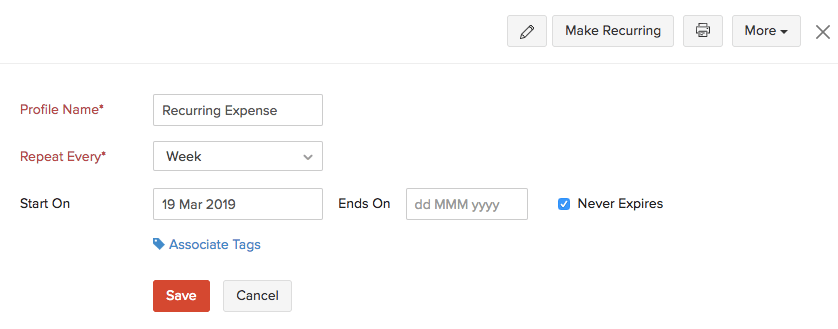 Make Expense Recurring