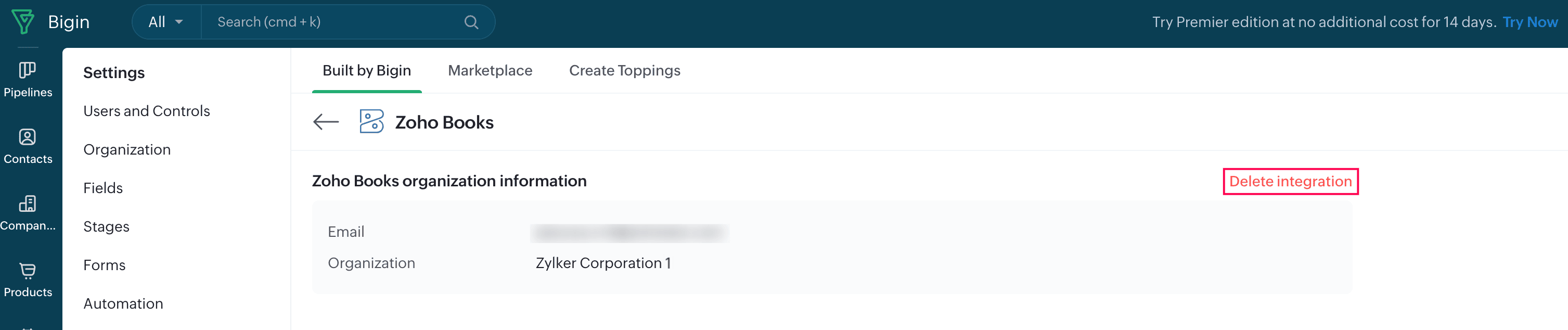 Disable Integration