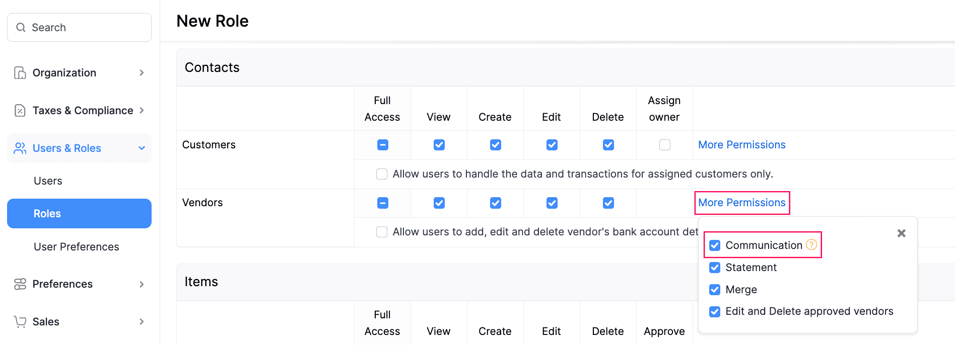 Vendor Permissions