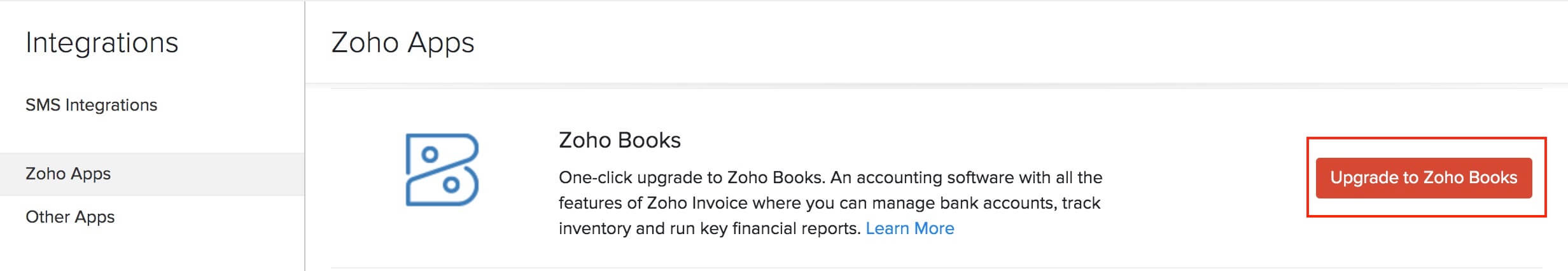 Upgrade to Zoho Books