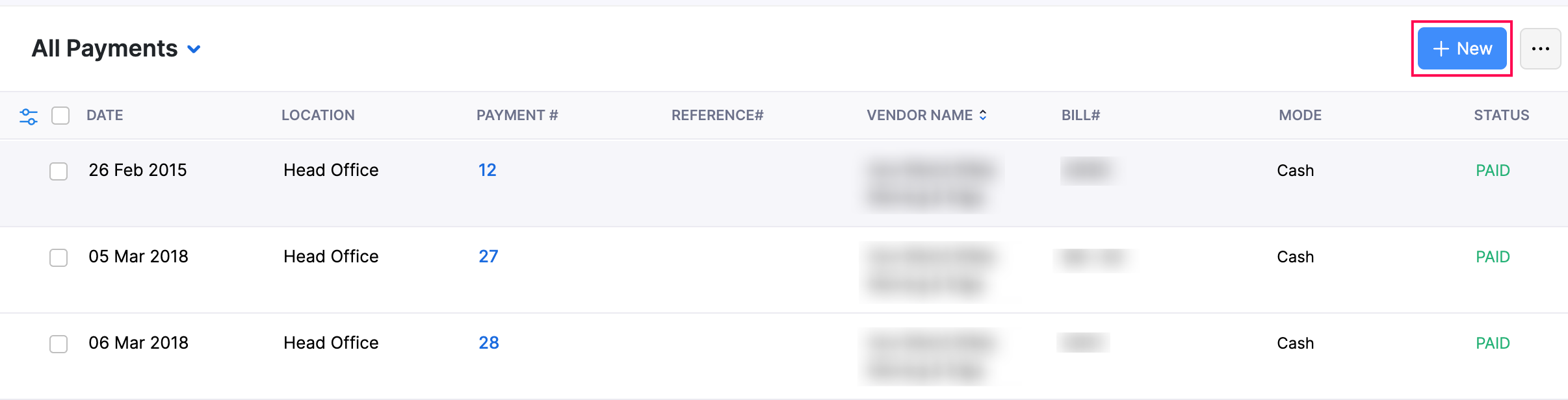 New Vendor Advance