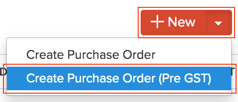 Create PO pre GST