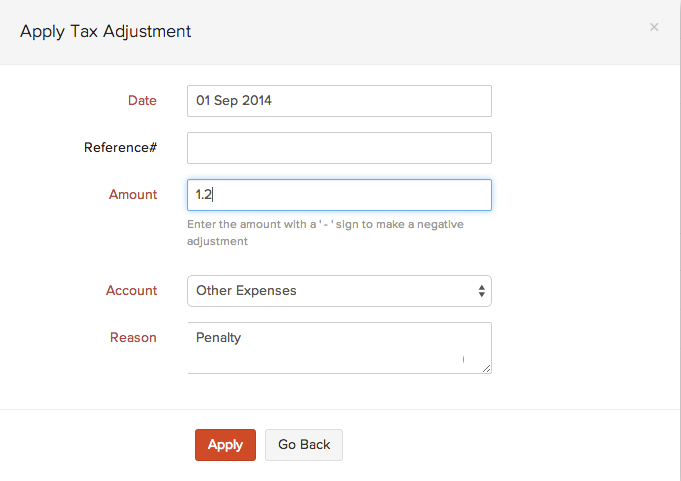 Apply tax adjustment