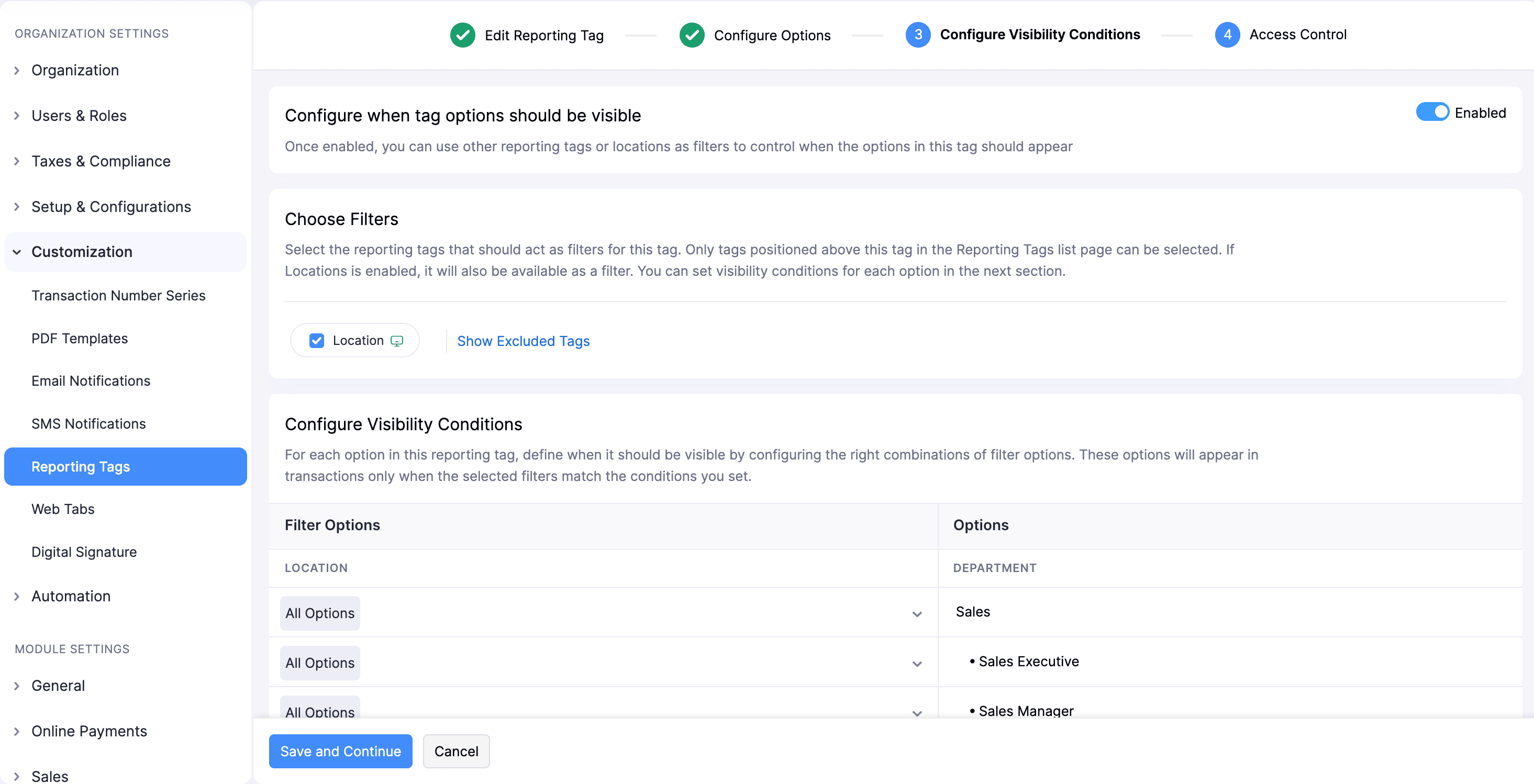 Configure Visibility Conditions