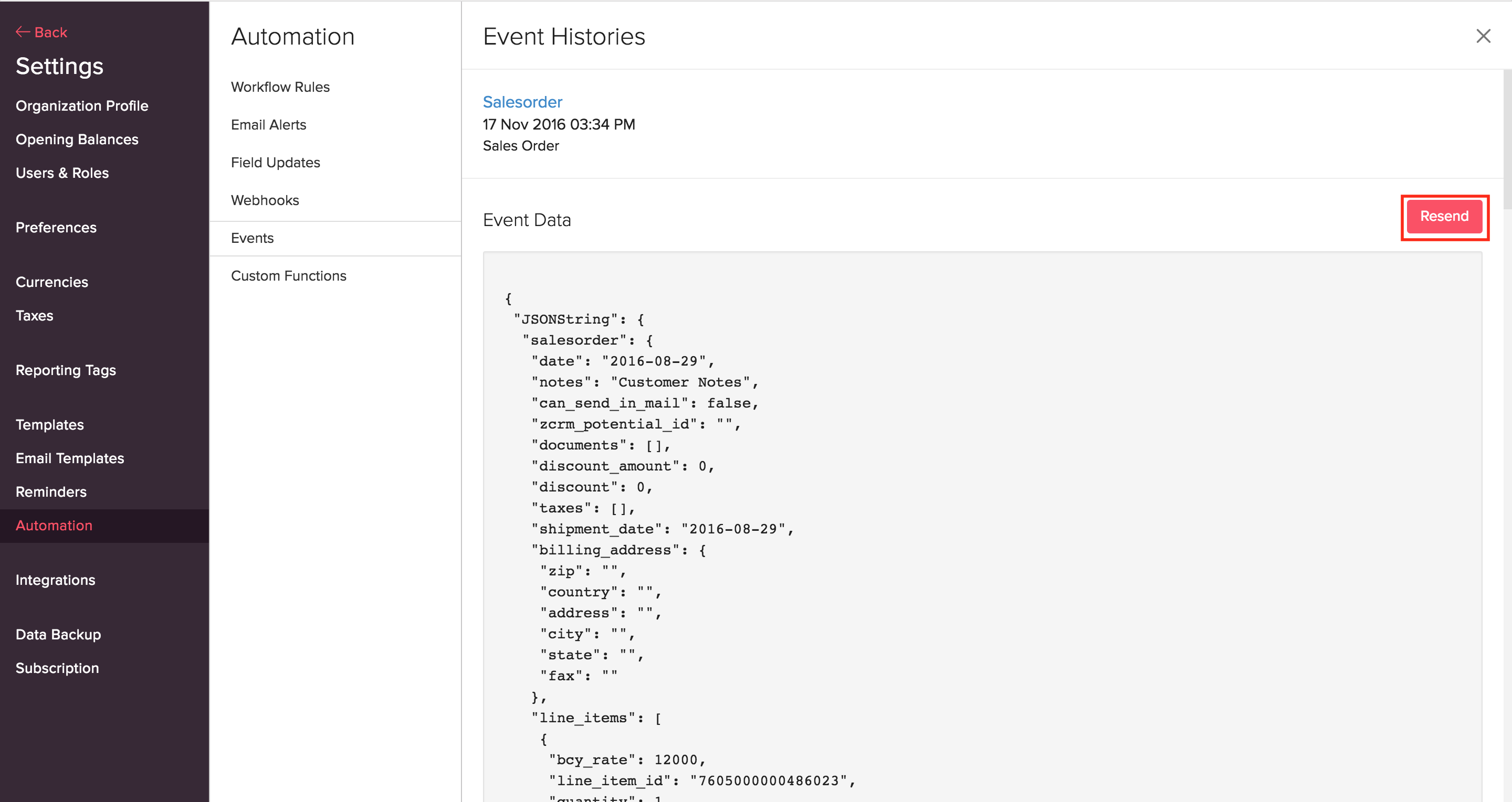 events Webhook