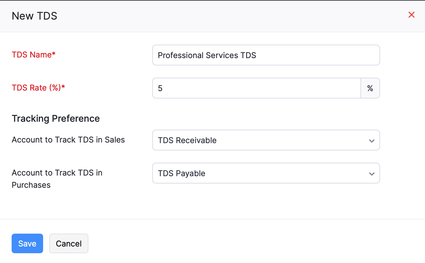 Add a TDS Rate