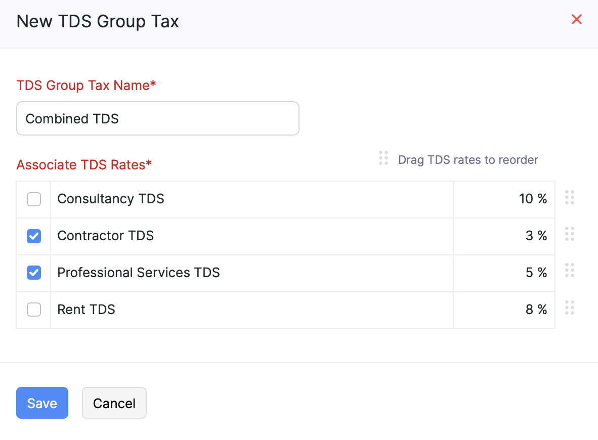 Create a TDS Group Tax