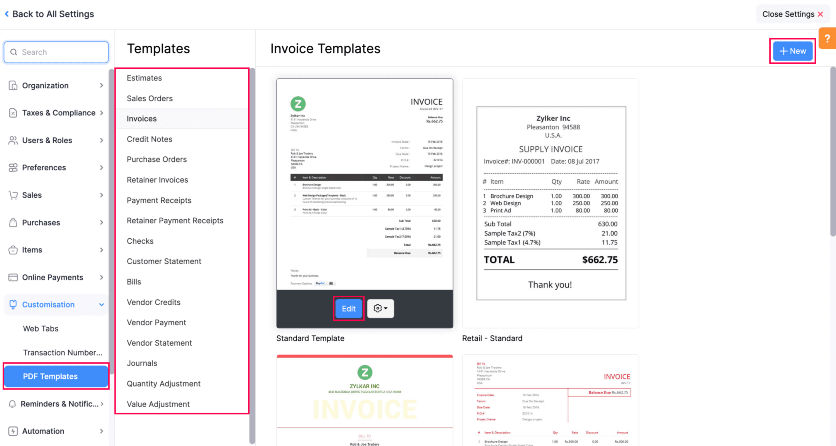 Customise PDF Template