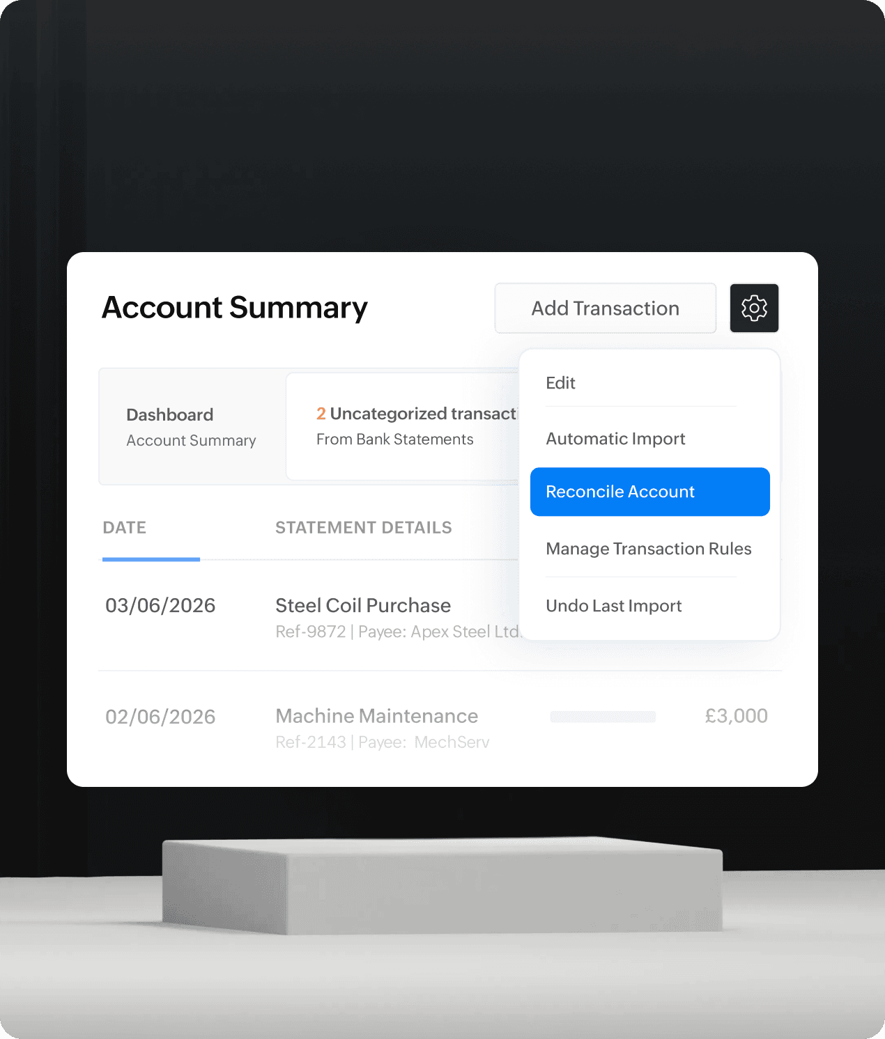 Bank reconciliation