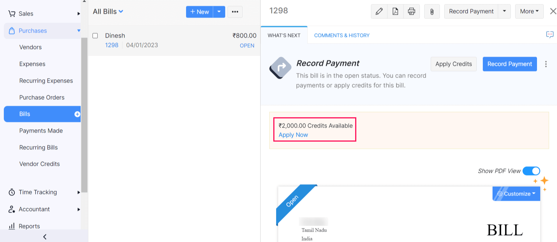 Bills Credits